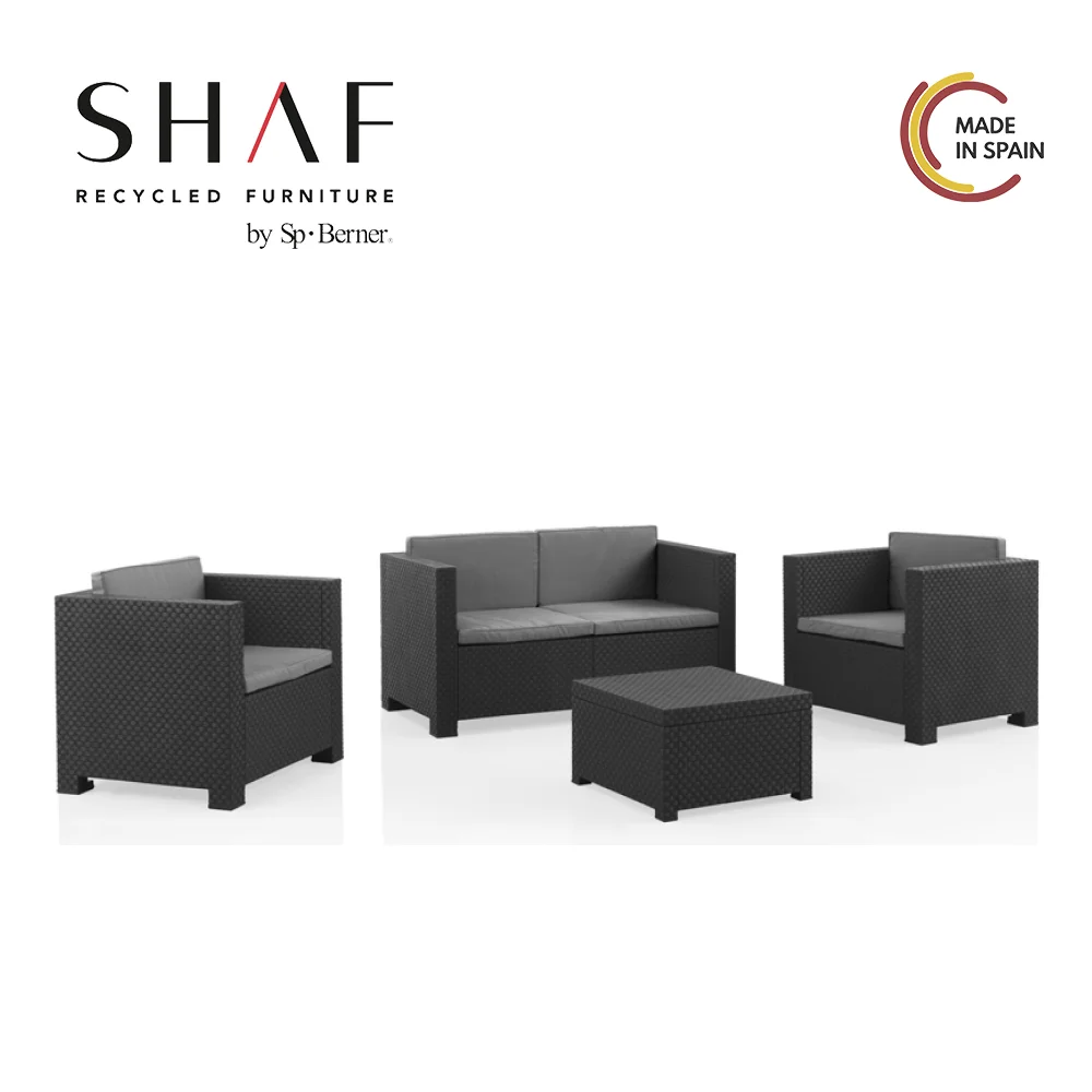 SHAF - DIVA Comfort Garden Furniture, Ideal For Your Terrace Or Garden In Graphite Gray Or Marron Wengue - Garden Table And Chairs Set - Garden Sofa Set