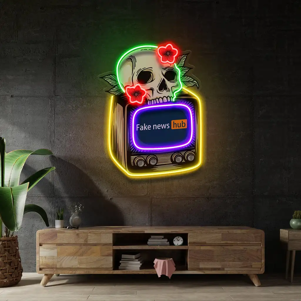 

Televison Skull Neon Sign Anime Wall Art Decor Game Room Home Sign UV Printed Bar Club Beer Wall Hanging USB Dimmable Night Sign