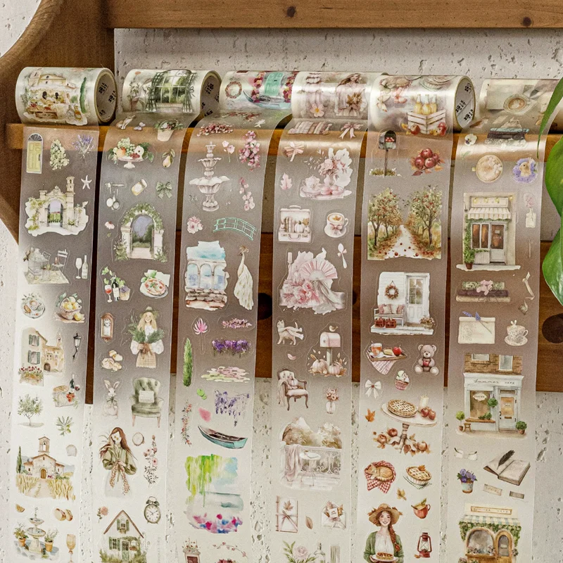 3 Rolls PET Die-Cut Washi Tape for Journal Scrapbook Decoration, DIY Photo Frame Calendar Album, Adhesive Sticker Roll, Mr.Paper