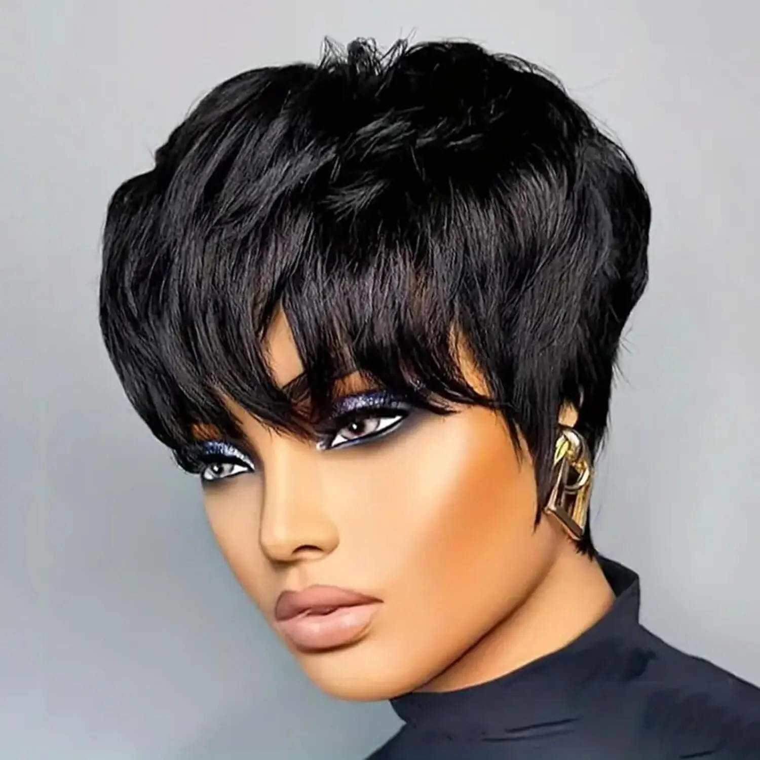 Short Pixie Cut Wigs Human Hair Short Wigs For Black Women Glueless Wigs Pre Plucked Short wigs With Bangs