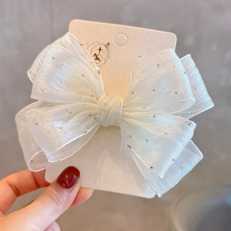 1PC nowa księżniczka koreańska srebrna kropka duża kokarda dziewczyny spinki do włosów śliczne dziecięce nakrycia głowy Hairgrip spinki do włosów Barrettes akcesoria do włosów — zdjęcie 2