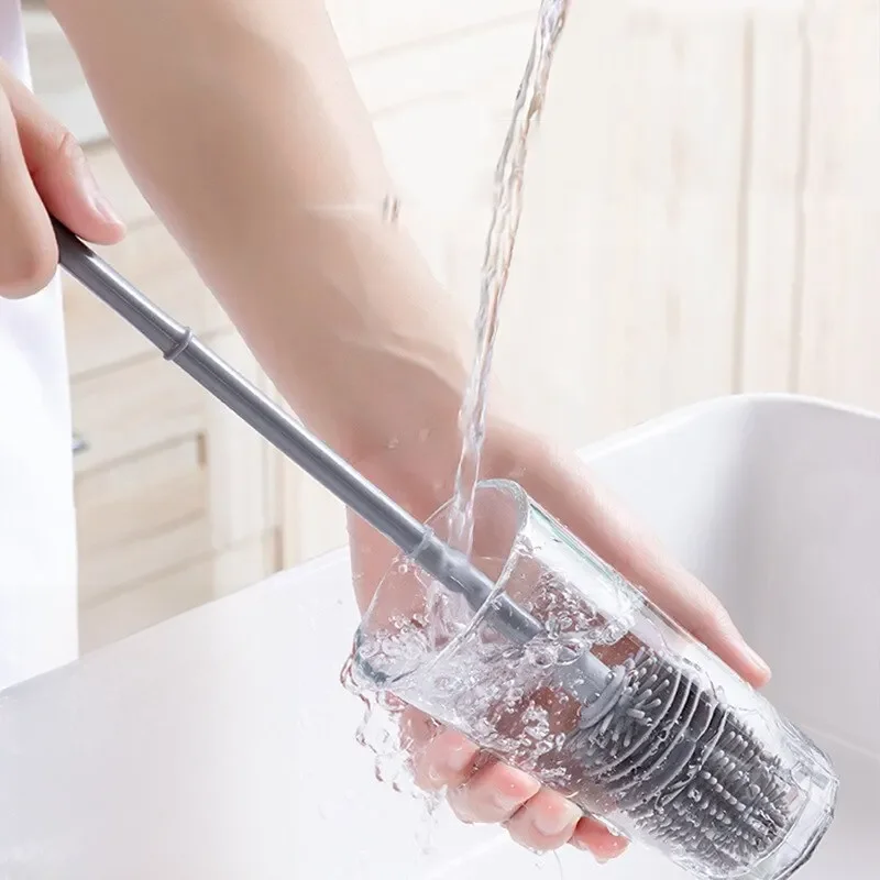 Brosse à bouteille en silicone à long manche, tasse isolante, lavage sans date limite, outils de livres multifonctions ménagers