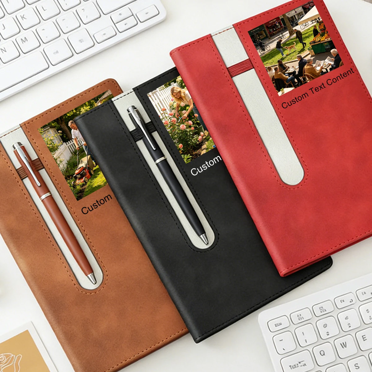 1pc Custom A5 Notebook Leather Notebook with Pen and Pen Holder Loop, Suitable Journal for Work, Diary and Business, Hardcover N