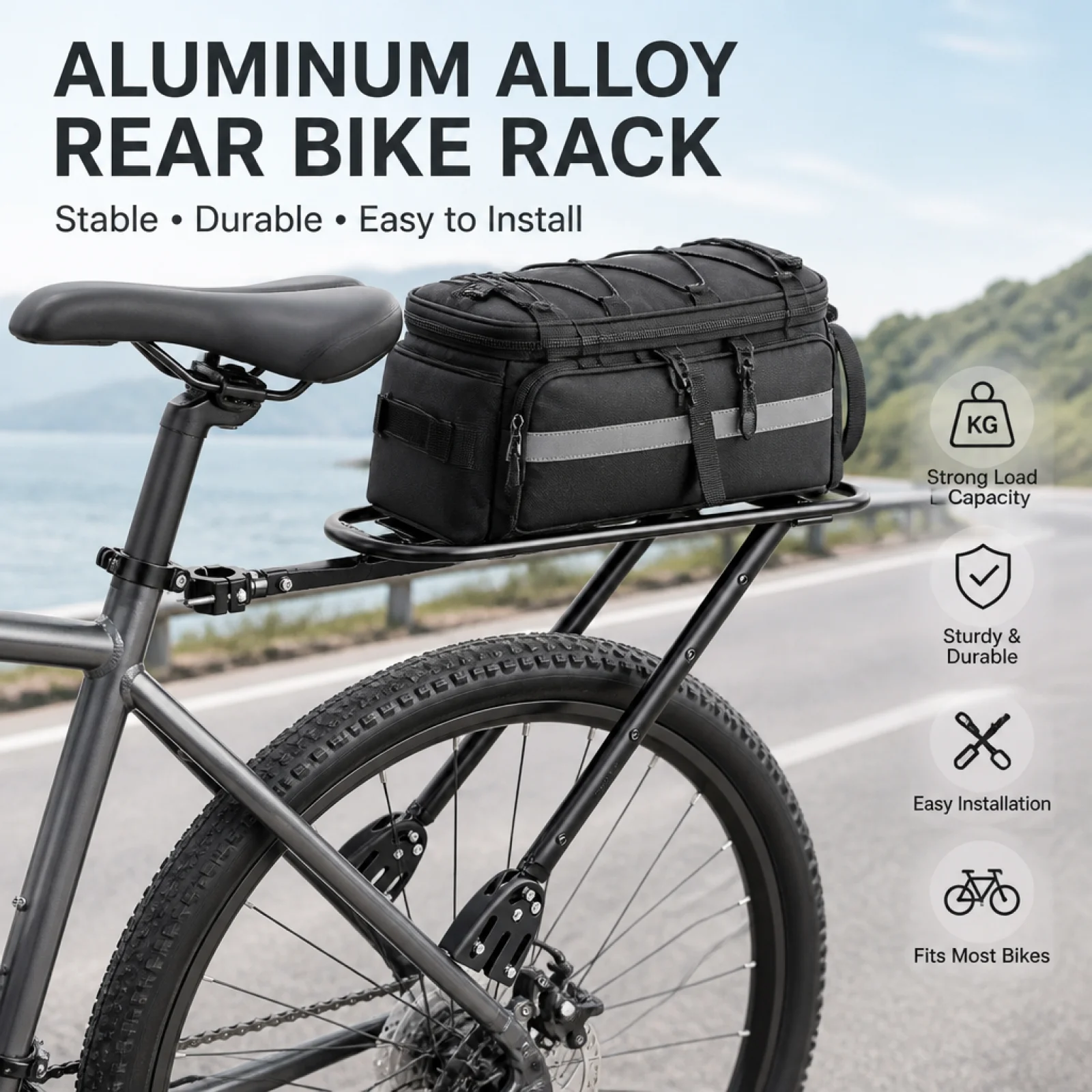 

Bike Luggage Rack Stable Rear Bicycle Stand Versatile Bike Pannier Carrier Rack for Gravel Bikes and Daily Commuting