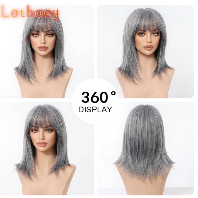 شعر مستعار بوب أشقر مع غرة، شعر مستعار قصير مستقيم للنساء، باروكات شعر دانتيل أمامي، شعر مستعار كوسبلاي للاستخدام اليومي للحفلات