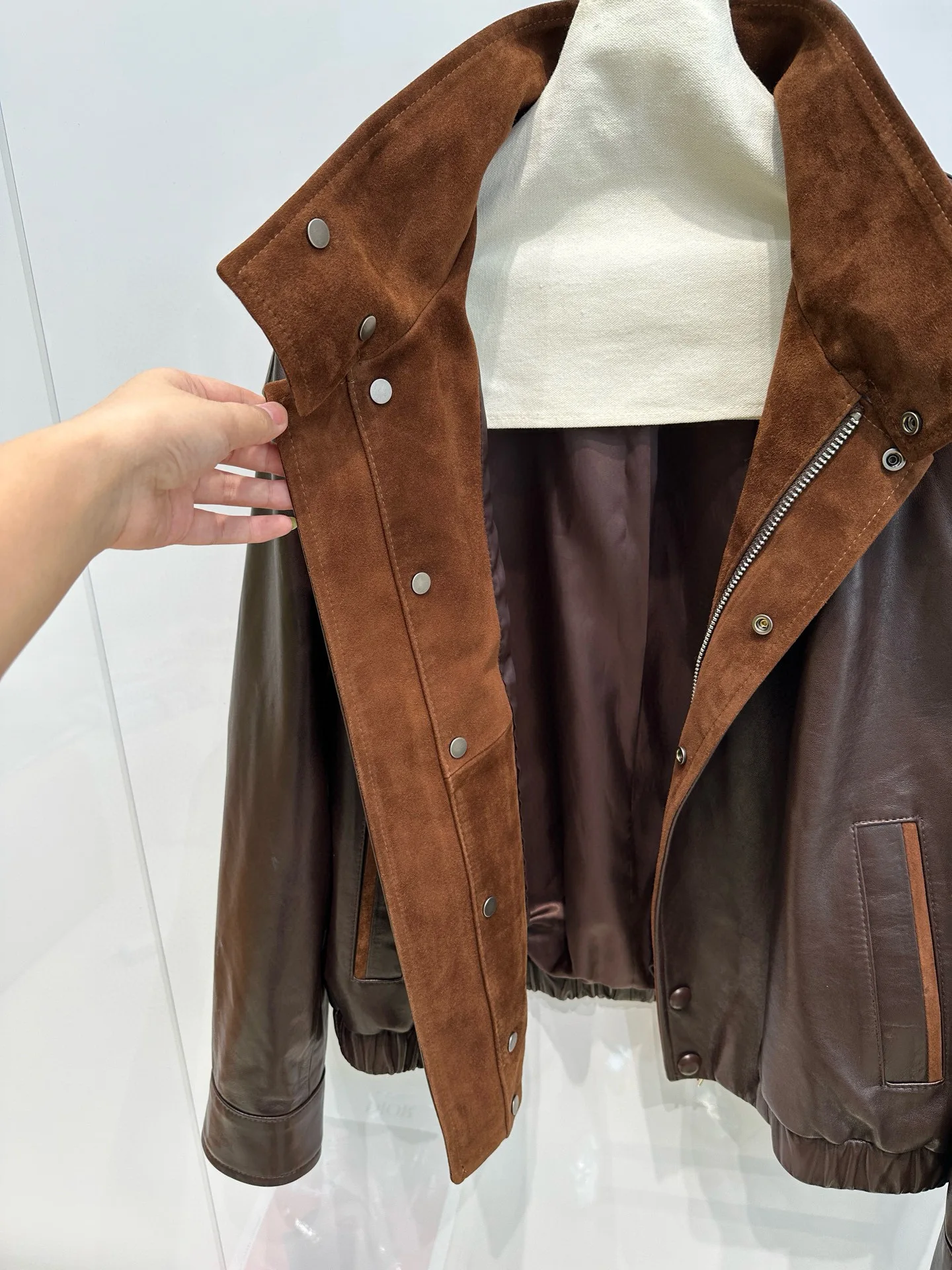Chaqueta de piel de oveja de cuero genuino de alta gama para mujer elegante de otoño