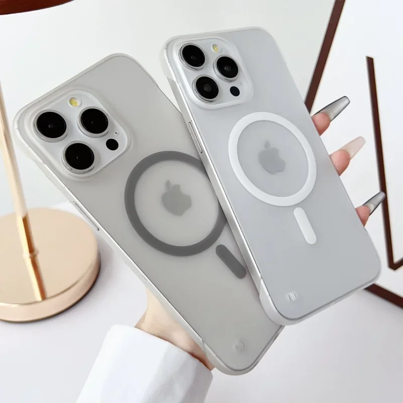 Pour Magsafe Ultra mince sans cadre magnétique sans fil Charge translucide étui pour iPhone 16 15 14 Plus 13 12 11 Pro Max couverture mate