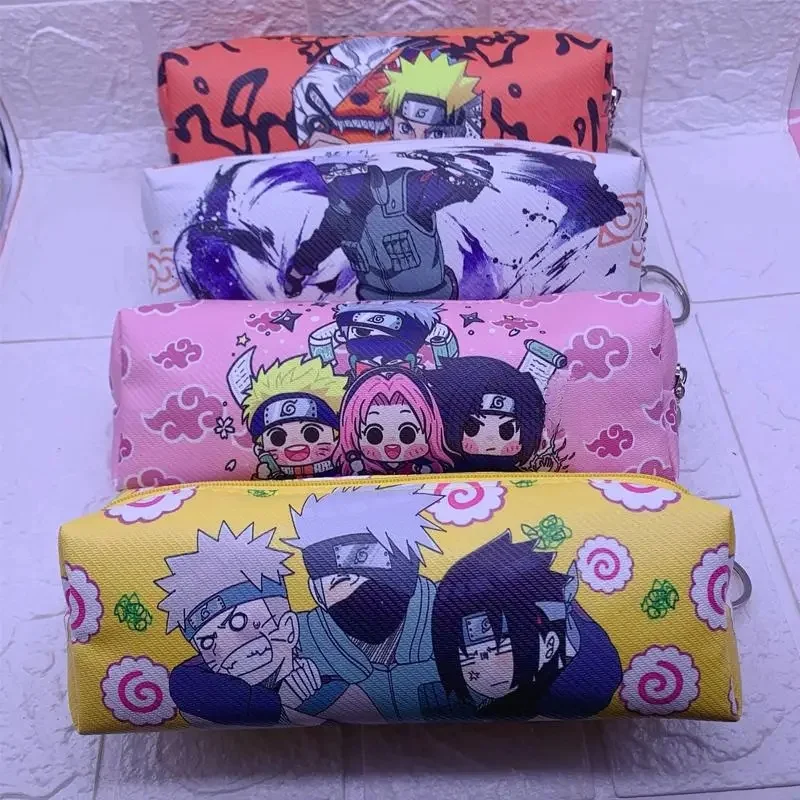 Anime NARUTO trousse à crayons à cordon dessin animé haute capacité multicouche papeterie sac de rangement Kawaii étudiant trousse à crayons cadeau
