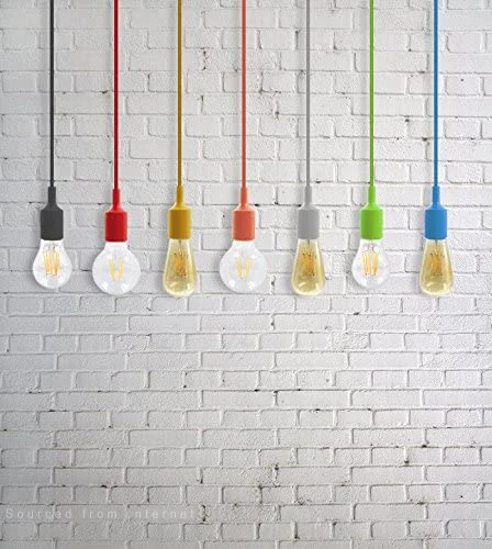 UL-listed Single Socket Pendant Light Fixture (Multi-color Options), Textile Insulating Lamp Cord, Silicon E26/E27 Lam