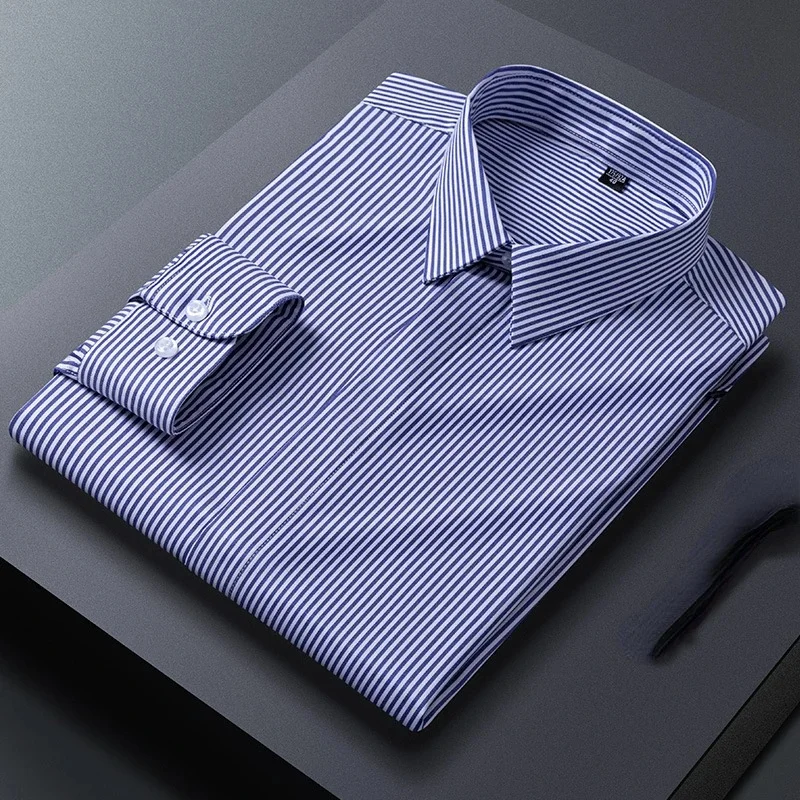 8XL klasyczna moda codzienna modalne koszule męskie z długim rękawem mikro elastyczność koszule męskie z długim rękawem Slim Fit przeciwzmarszczkowy klasyczny — zdjęcie 2