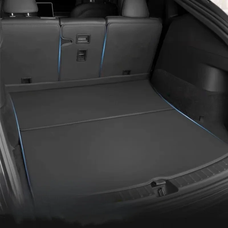 Mata skórzana do bagażnika Tesla Model Y Model 3 Highland, ochraniacz na oparcie tylnego siedzenia, podkładka na oparcie, mata na każdą pogodę, mata antypoślizgowa dla zwierząt, ochrona przed kopaniem. — zdjęcie 2