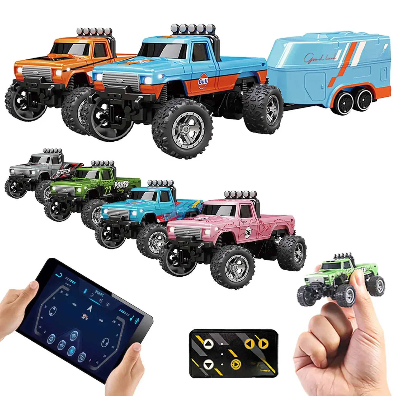 Monster Truck 1/64 télécommandé tout-terrain RC, mini voiture d'escalade, matériau en alliage, véhicule électrique tout-terrain, 2.4G