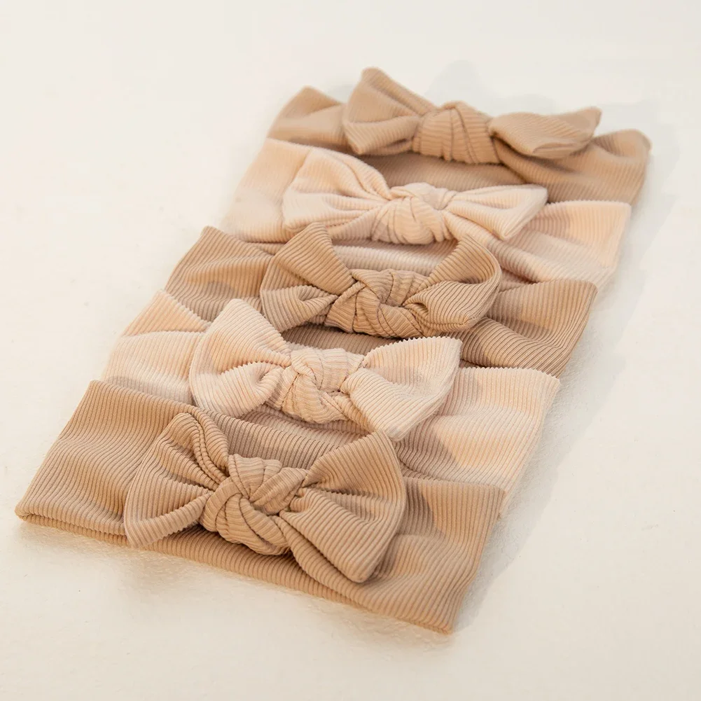 Ins – bandeau à nœud côtelé Beige pour bébés filles, bandes élastiques nouées sur le dessus, couvre-chef pour nouveau-nés, accessoires de cheveux coréens pour nourrissons et enfants