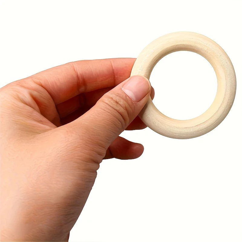 Unfinished Wooden Rings 30-120MM Premium Nature Wooden Rings Set for Macrame DIY Crafts Wood Hoops Ornaments Jewelry Making