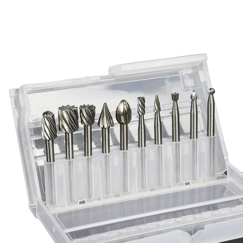 10Pcs Set Rotary Tools Router Bit 1/8"(3mm) Shank HSS Router Carbide Engraving Bits DIY Woodworking Carving Engraving