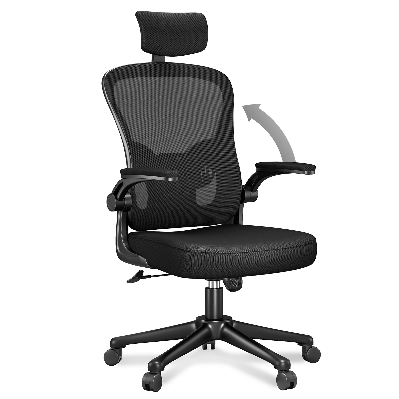 Naspaluro Ergonomic Office Chair Breathable Mesh Cover Desk Chair Adjustable Armrests Headrest Lumbar Support 360° Swivel Chair 3