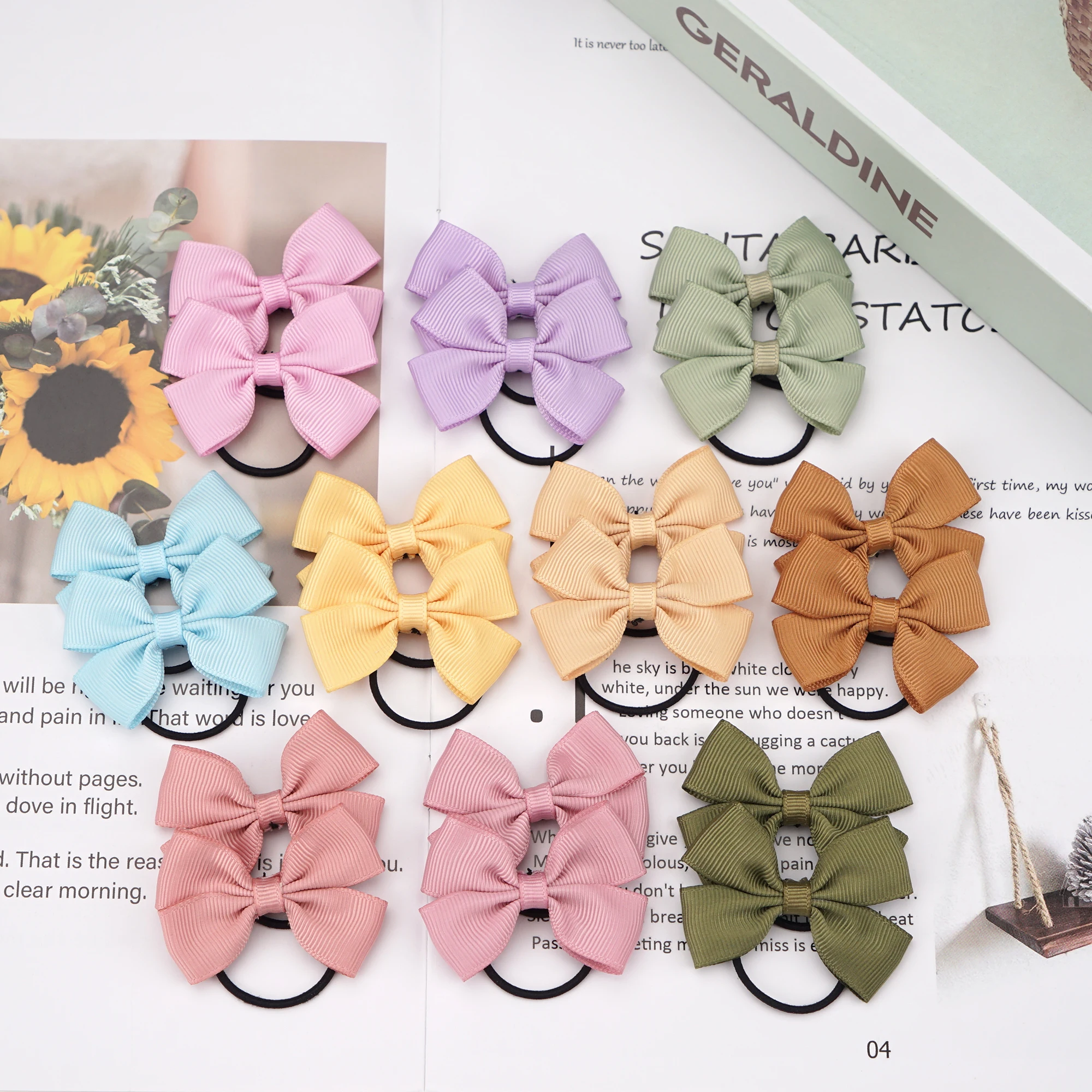 20/40/60PCS Baby Girls Hair Ties Bows Elastic Rubber Bands Ribbon Hair Accessories for Kids Toddlers Infant