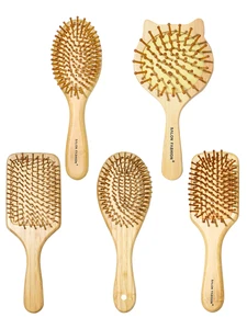 Sikat Rambut Bambu-Sisir Anti-Statis Kayu Alami & Pemijat Kulit Kepala, Desain Bantalan Udara untuk Menghilangkan Kusut (Wanita / Pria) 10 sisir rambut pink penjualan terbaik - №