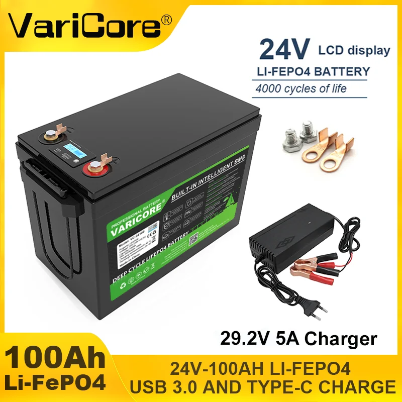 Batterie VariCore LiFePO4 24V 100Ah pour les aventures en plein air, la sauvegarde à domicile, le camping, les camping-cars, la navigation et l'alimentation autonome