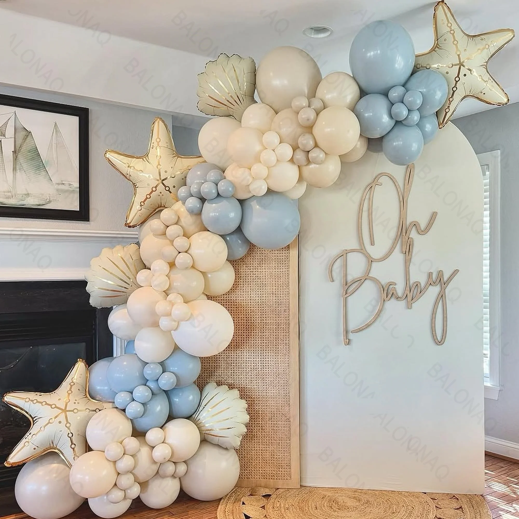 98 Stück Muschel- und Seestern-Ballons, Goldfolien-Ballons mit Meeresmotiv, Unterwasser-Ballons für Meerjungfrauen-Themen-Hochzeit am Strand