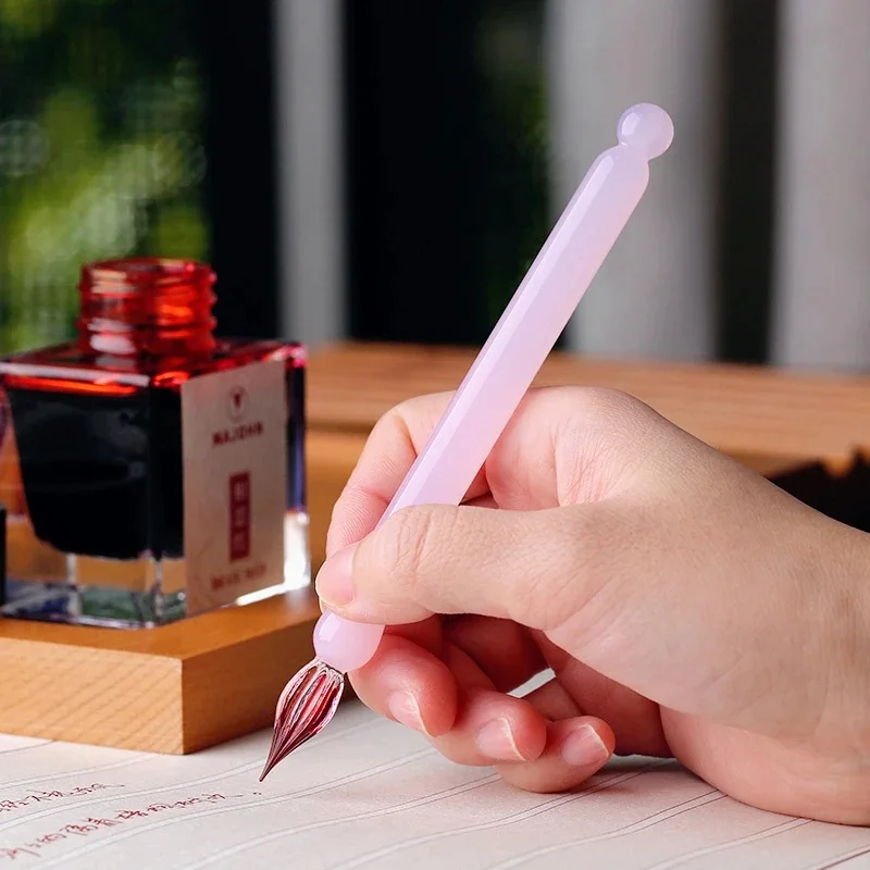MAJOHN Sakura Snow Mini Short Glass Dip Pen Color Ink Hand Tent Expert Drawing Drawing Drawing Hook Line Flower Body English Pen — zdjęcie produktu 7