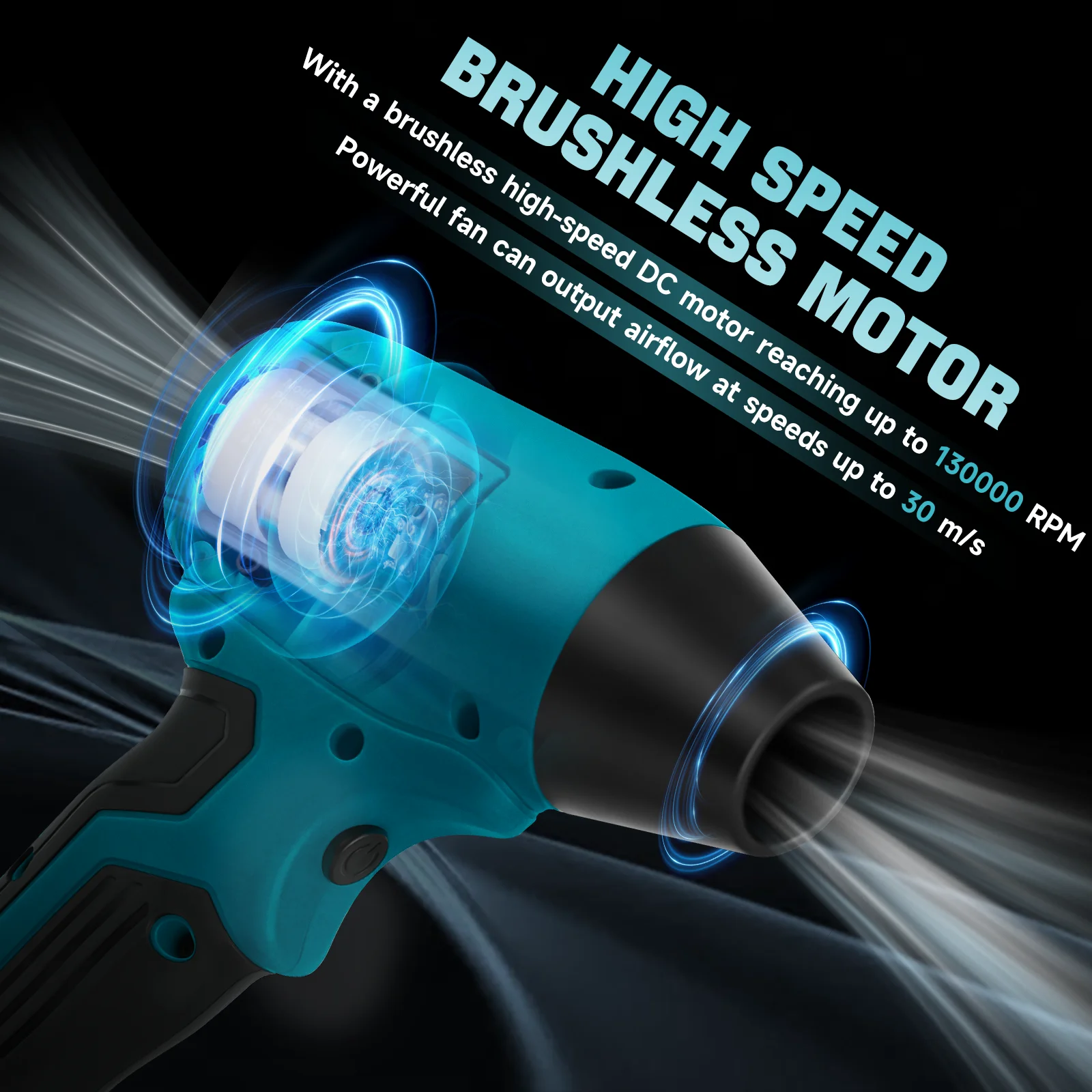 مروحة توربو لمنفاخ الهواء اللاسلكي 130000 منفاخ جاف صغير بدون فرش RPM لتغيير السرعة بدون خطوات لبطارية ماكيتا 18 فولت (بدون بطارية)