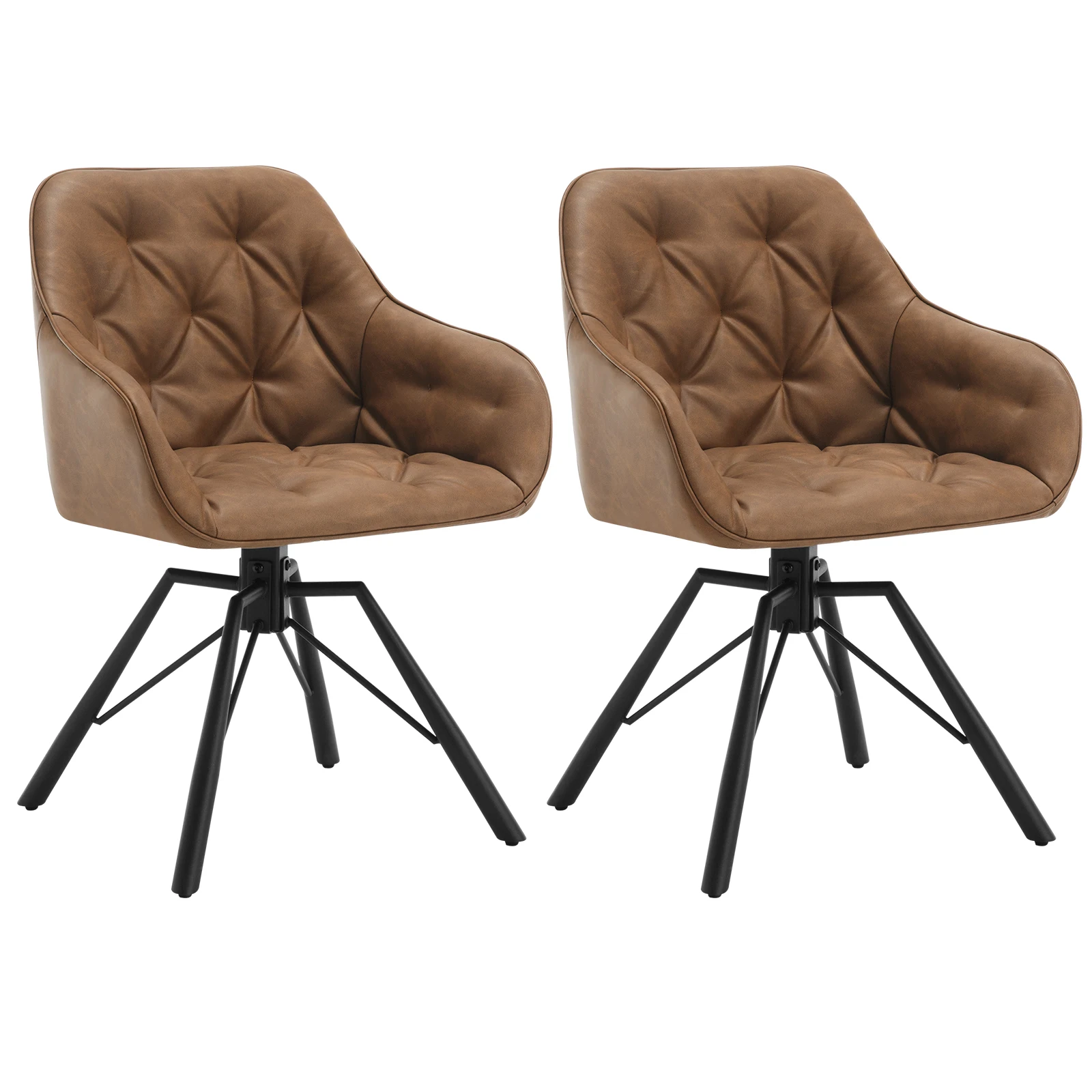 WOLTU 2 stks/set Draaibare Eetkamerfauteuil Scandinavische Keukenstoelen Hoge Rug met Metalen Poten voor Woonkamer Slaapkamer Restaurant