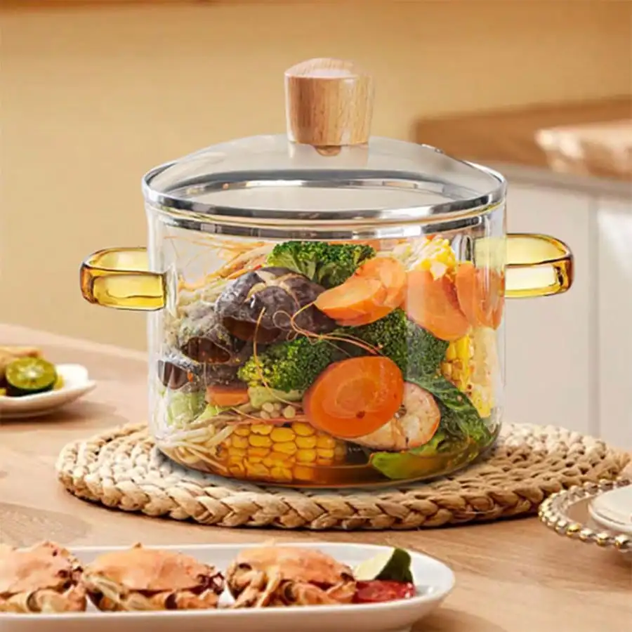 Clear Glass Saucepan With Lid For Cooking Instant Noodles, Soup Cooker 1.5L 50oz Pan For Small Stockpot On The Stove Top