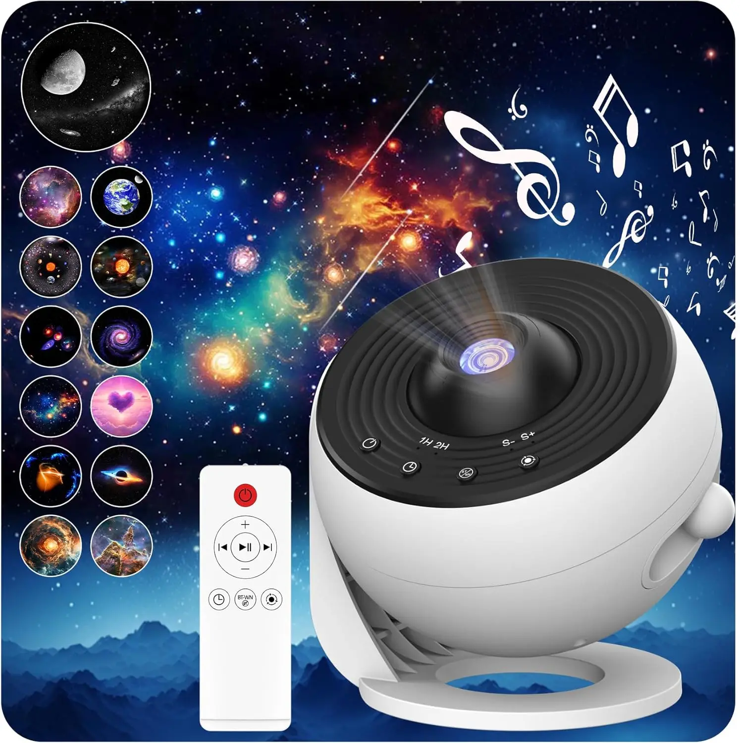 13-in-1 Star Projector Pro 360° Rotating HD Galaxy Projector Pro, with Remote Control White Noise Function,  Bluetooth Speaker