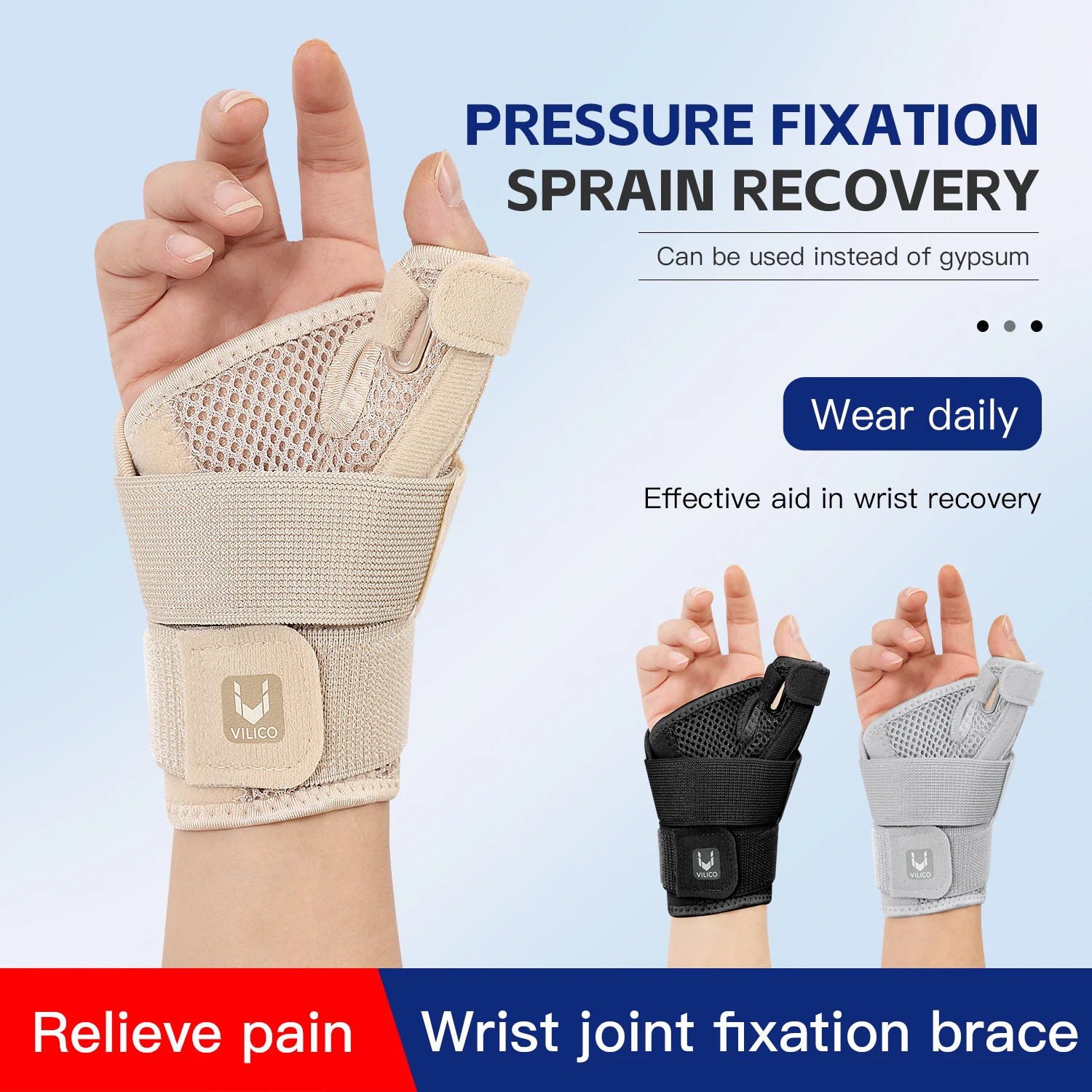 1/2 Finger Joint Pain Tendon Sheath Adjustable Dual Strap Wrist Guard with Thin Design Thumb Strain Protection Strap Wrist Guard