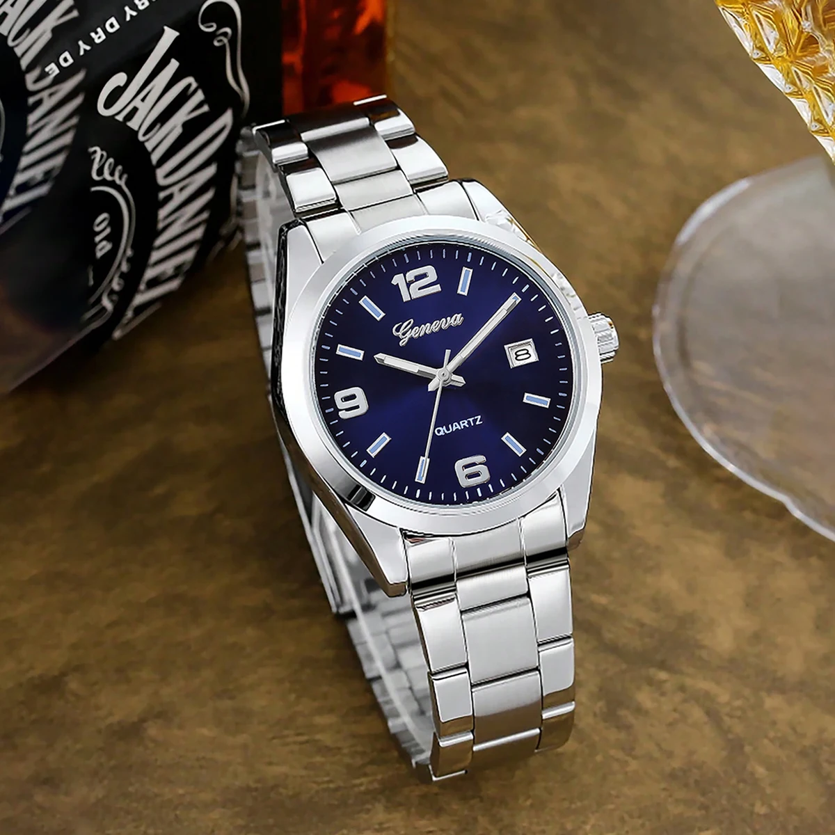 Men's Quartz Watch with Steel Band Design and Calendar Function Daily Fashion Accessory Birthday Gift