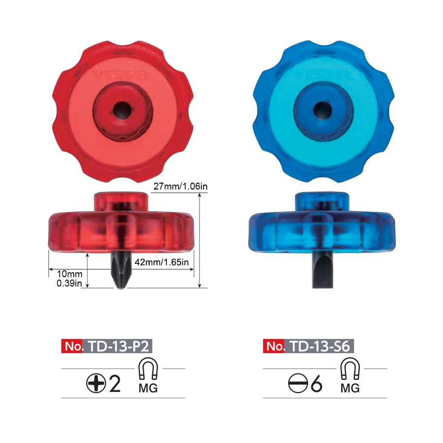 VESSEL Super Stubby Replacement Screwdriver with Interchangeable Bits No.TD-13W5|TD-13W|TD-13-P2|TD-13-S6