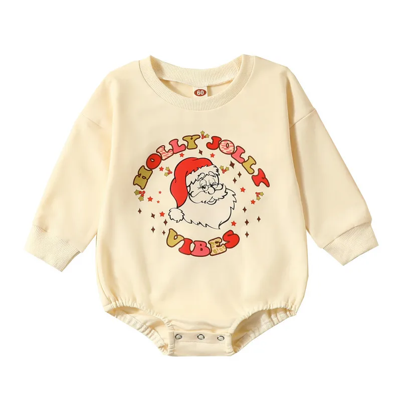 Christmas Newborn Baby Girl Boy Clothes Autumn Winter Bodysuit Baby Stuff Santa Print Letter Long Sleeve Jumpsuit for Kid