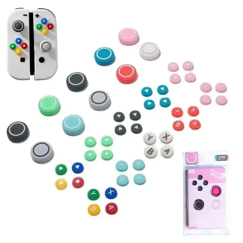 Nowy D-pad Cross Silicone Soft Button ABXY Key Sticker Skin Case For Switch Oled NS Joy-con Thumb Stick Grip Cap Cover Protector — zdjęcie 2