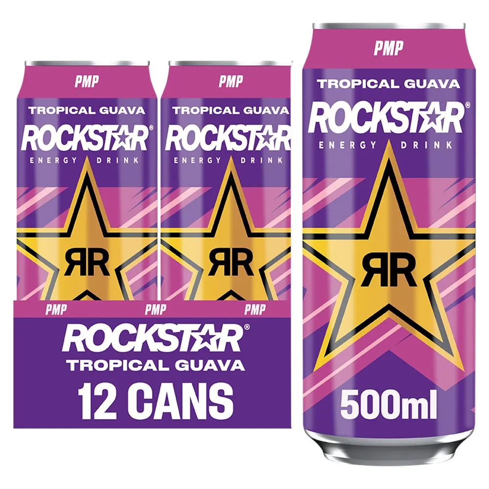 Rockstar Energy Drink Tropical Guava Pack of 12 x 500ml
