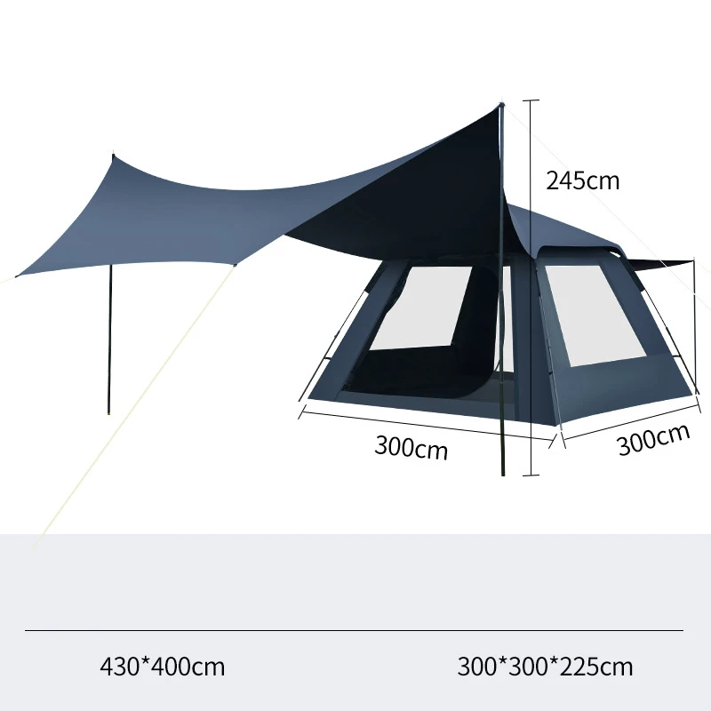 Camping outdoor black coating automatic tent TARP shady set for 8-12 person tent shade camping climbing fishing