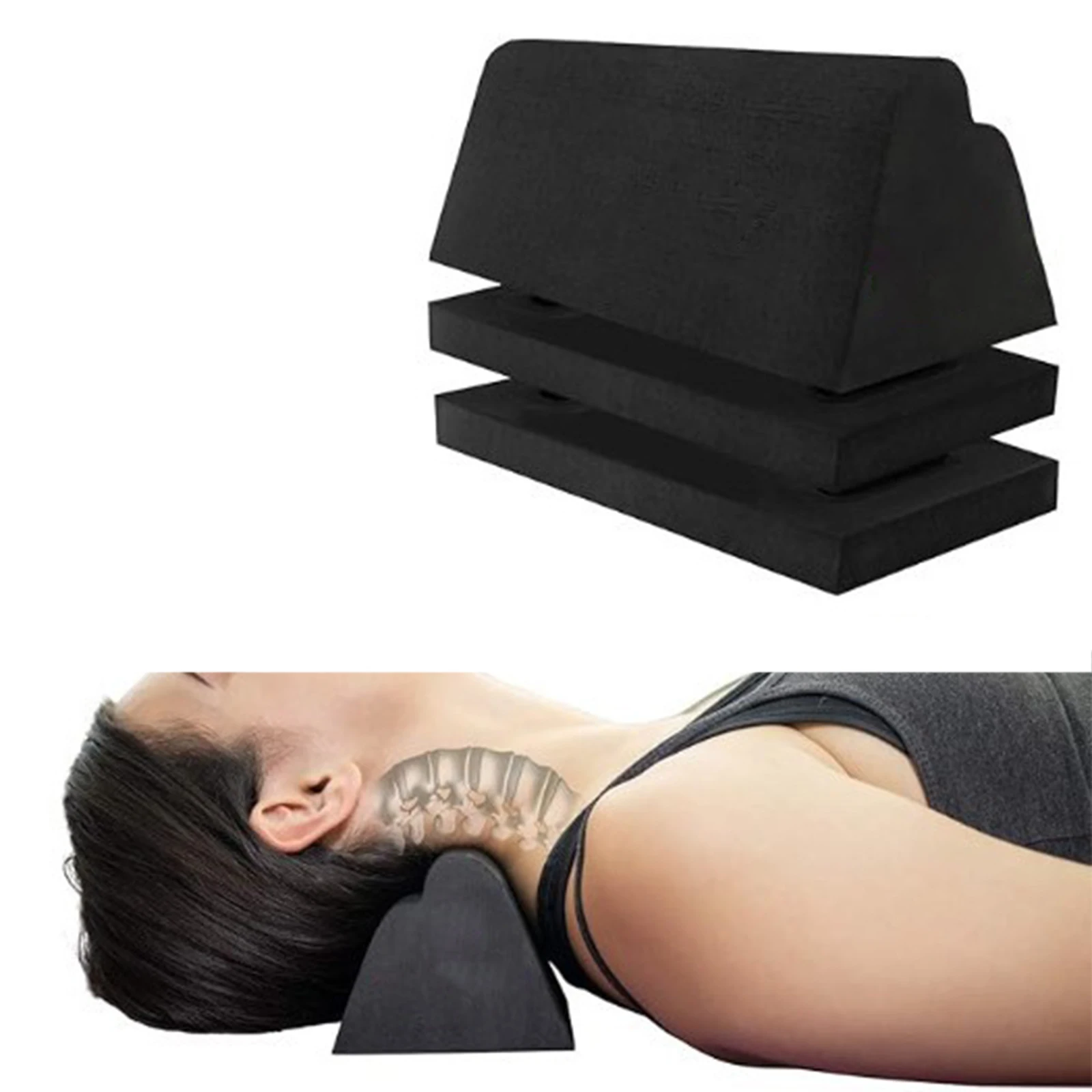 Cervical Orthotic Pillow Adjustable Eva Massager, Shoulder, Neck And Lumbar Stretching, Traction Arch Massager for Relieving