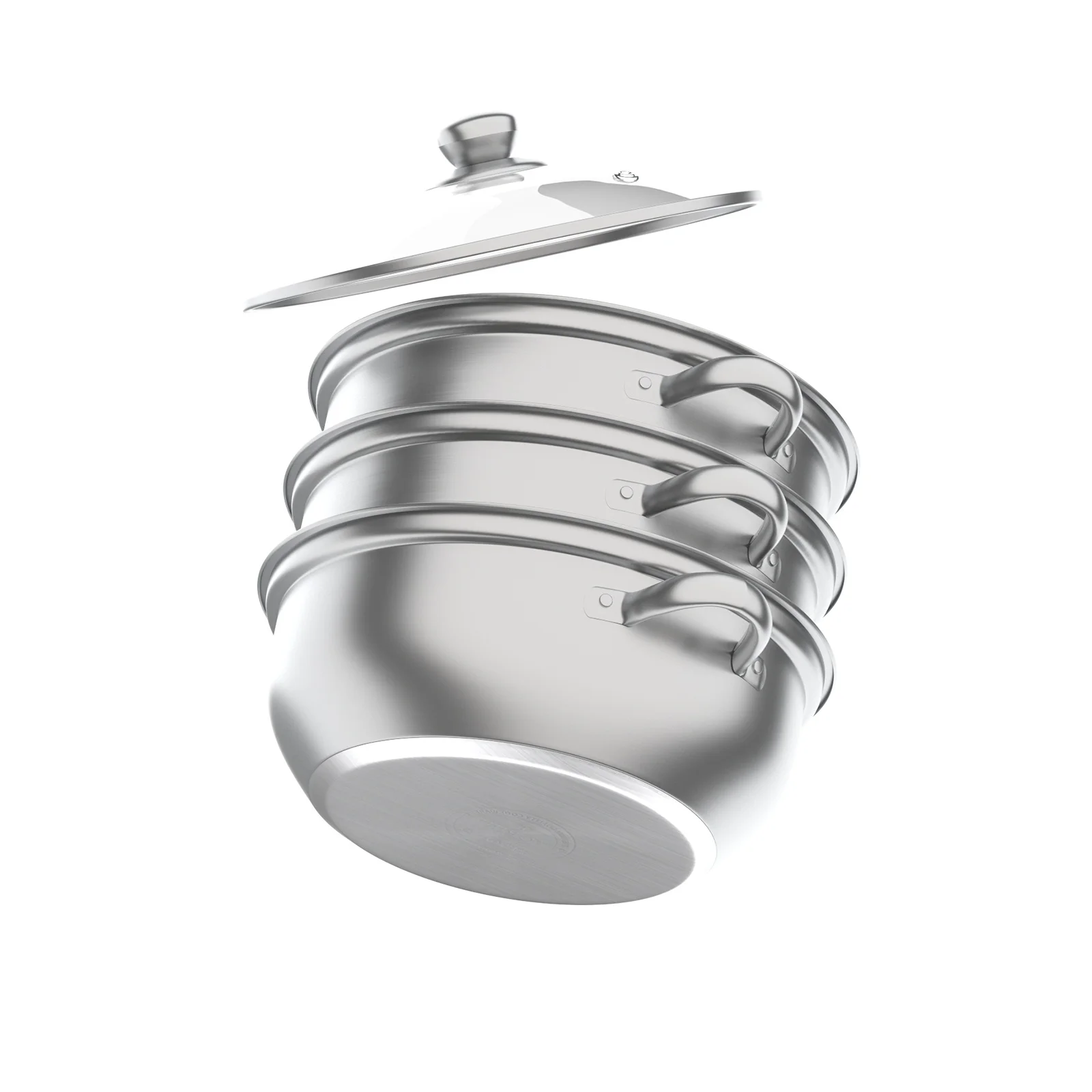 طباخ بخار كهربائي من الفولاذ المقاوم للصدأ ، وعاء بخار ، طهي الطعام ، غطاء زجاجي ، التغذية والصحة للغاز ، فضي ، باخرة 3 طبقات