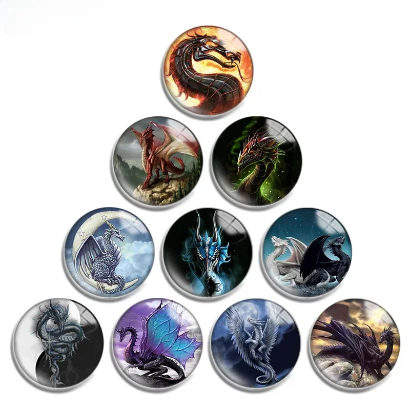 12mm 10mm 16mm 20mm 25mm 30mm 549 Dragon Mix Okrągły szklany kaboszon Biżuteria Znalezienie 18mm Zatrzask Bransoletka Charm — zdjęcie 2