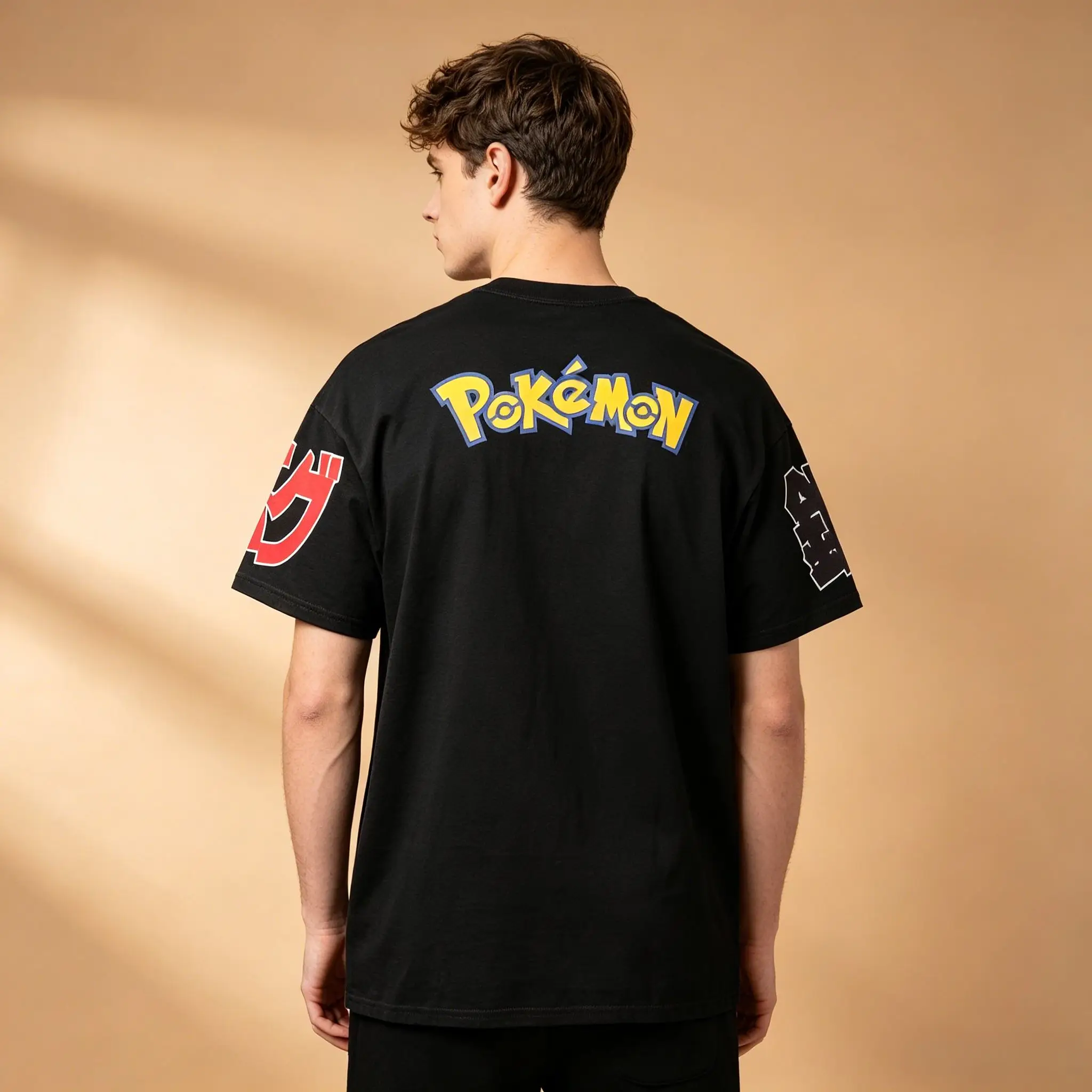 Men's Vintage Grid Anime T-Shirt, Pokemon Scizor Steel Bug Type Manga Panel Poster Print Black Casual Short Sleeve Top view 2