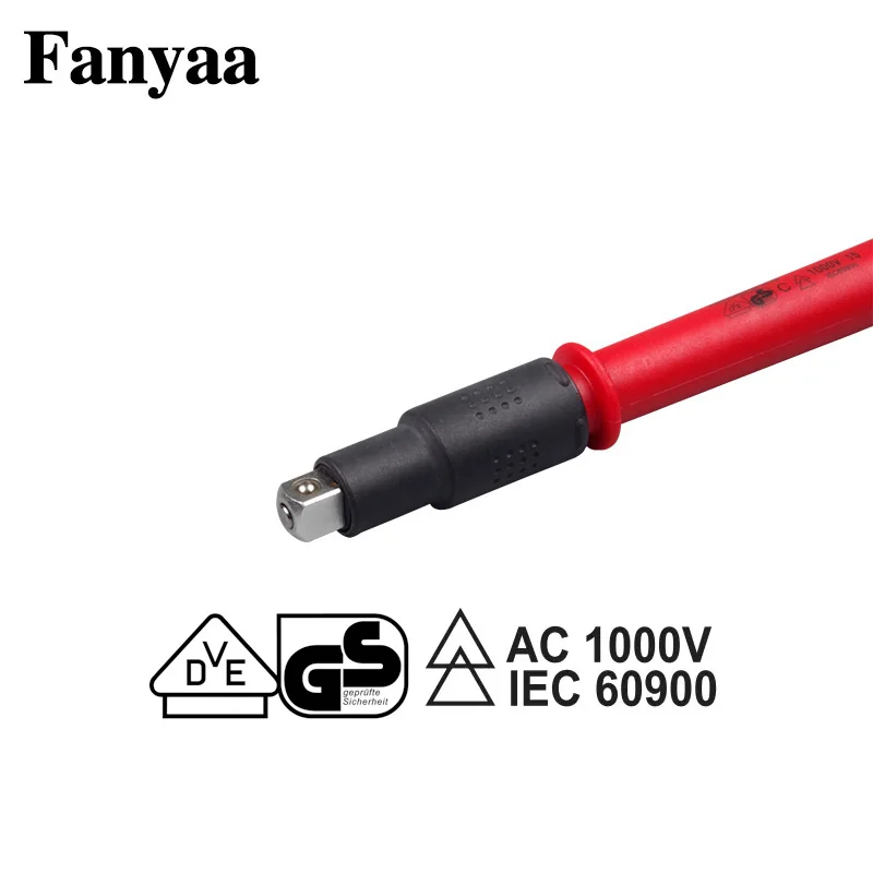 Fanyaa Extended Rod Insulated T-Handle Key Spanner 3/8, 1/2 Inch Socket Screw Driver Wrench Live Working Up To 1000V AC,1500V DC