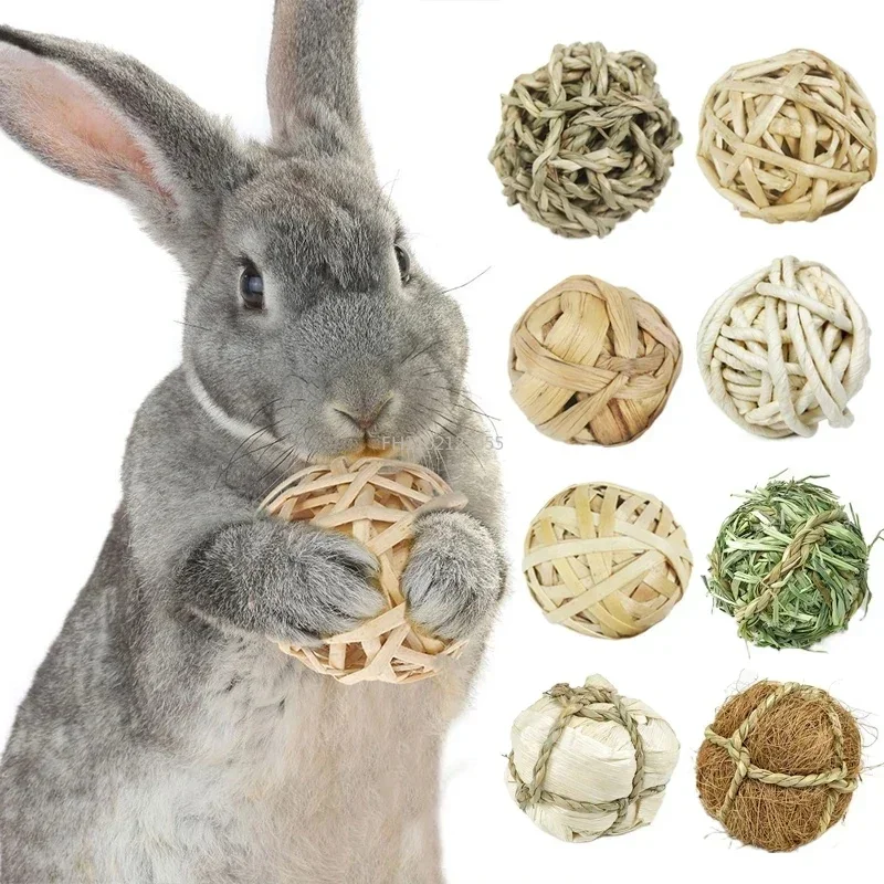 1 pièces cochon d'inde Chinchilla petit Animal jouer jouet à mâcher boule en rotin naturel jouets interactifs lapin jouets à mâcher accessoire pour animaux de compagnie