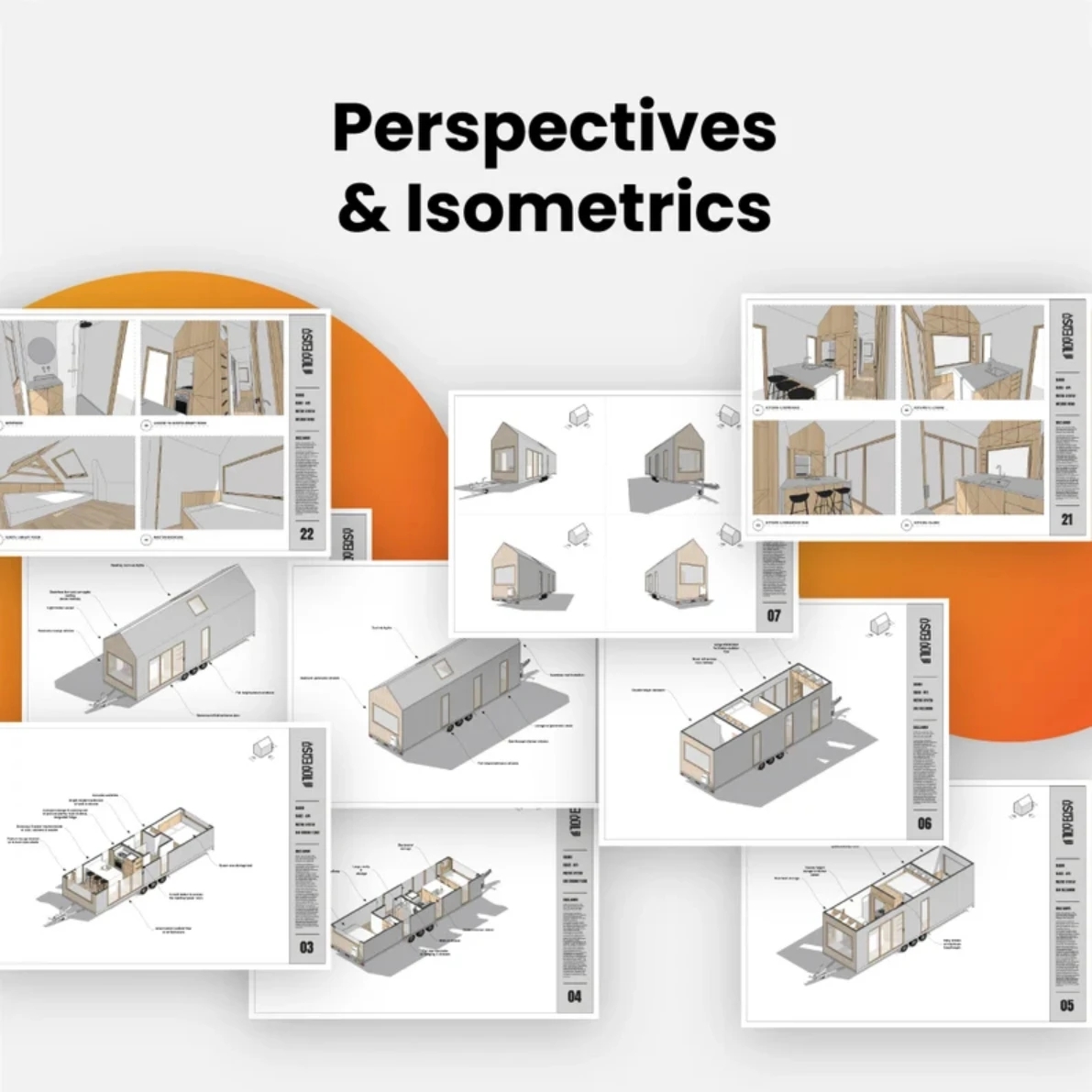 خطط البيت الصغير (الخطط المطبوعة) | 8.5 م × 2.4 م مخططات ذاتية الصنع على العجلات | 2-غرفة نوم مع دور علوي | دليل البناء الكامل #4