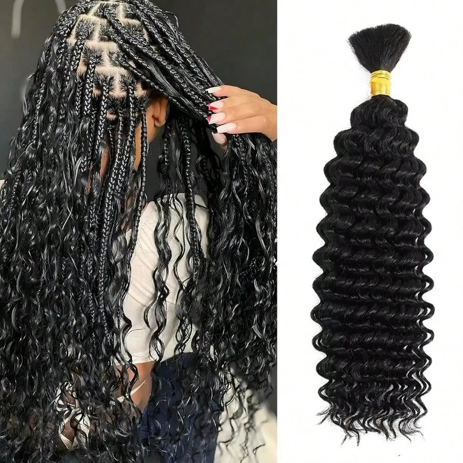 

Human Braiding Hair Deep Wave Brazilian Virgin Hair No Weft Bulk Human Hair For Braiding Curly Hair Extensions For Boho Braids
