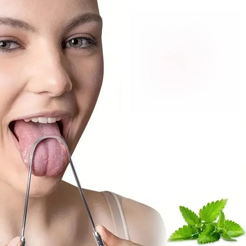 U Forma Tongue Raspador, Ferramentas de Cuidados Orais, Aço Inoxidável, Escova Limpa Boca, Mau