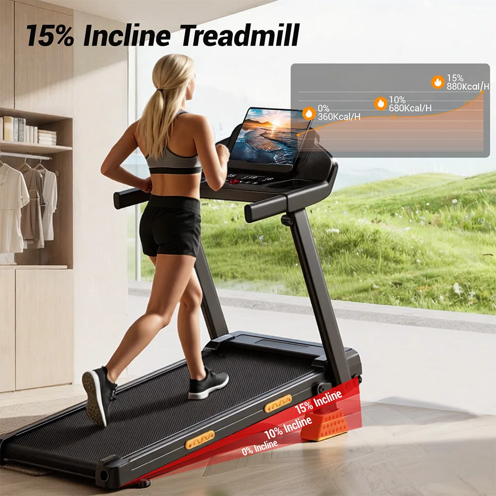 Tapis de course pliable ROBORE SF20 / L20 pour la maison, inclinaison réglable à 15 %, 12 km/h (SF20) / 14 km/h (L20), bande de course large 97×40 cm / 40×107 cm, moteur silencieux sans balais, écran LED, moniteur de fréquence cardiaque, absorption des chocs, clé de sécurité, gain de place, machine de course pour la remise en forme en intérieur