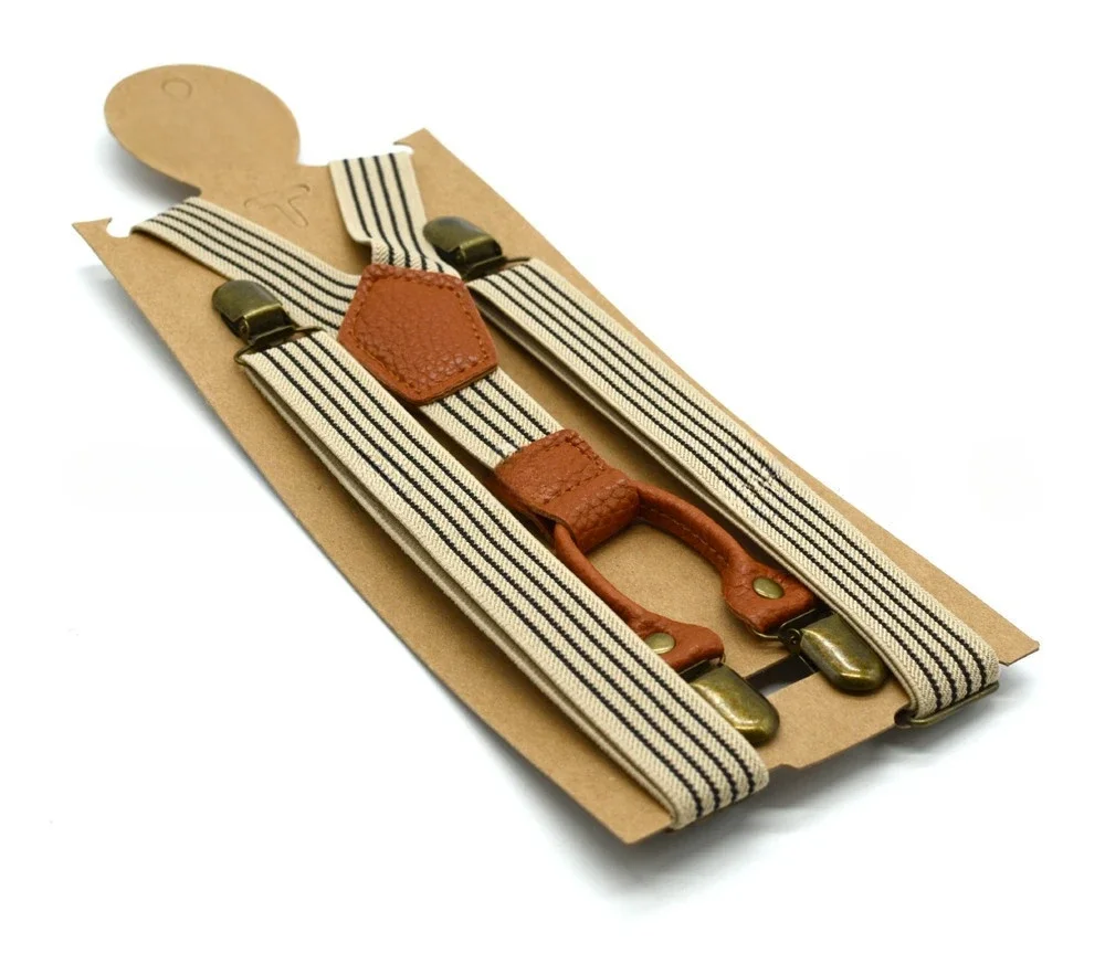 Hosenträger für Erwachsene, 2,5 cm, 4 bronzefarbene Clips, gestreifte Hosenträger für Herren,