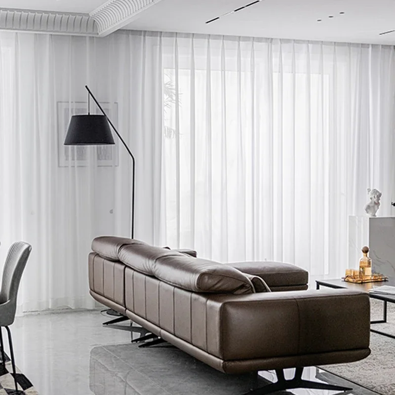 Witte pure gordijnen voor woonkamer slaapkamer raam effen kleur lang tule gordijn bruiloft gordijn woondecoratie voile feestgordijnen - afbeelding 2