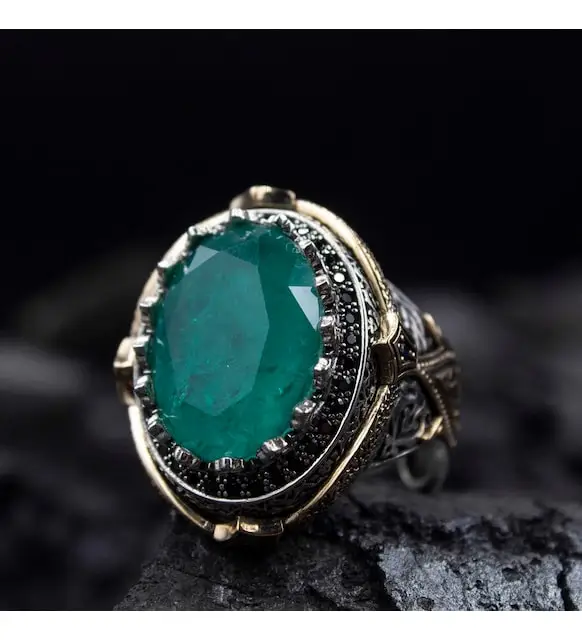 

Ring For Man Made 925 Sterling Silver Paraiba Gemstone Vintage Accessory Stylish Jewelry Turkis Fine Workmanship Freeshipping