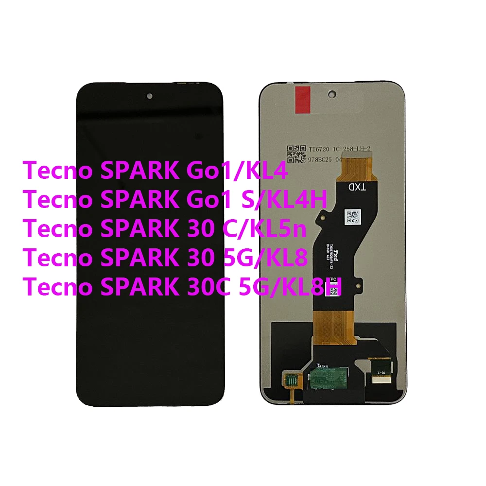 

For Tecno SPARK Go1 KL4 SPARK Go1 S KL4H SPARK 30 C KL5n SPARK 30 5G KL8 SPARK 30C 5G KL8H LCD Display+Touch Screen Digitizer